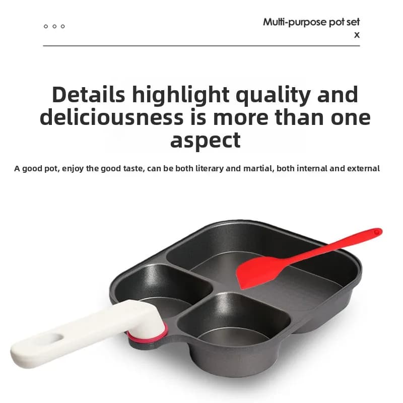 Padella antiaderente tre in uno in lega di alluminio HYS per colazione, uova fritte, hamburger, utensile per uova fritte, per uso domestico