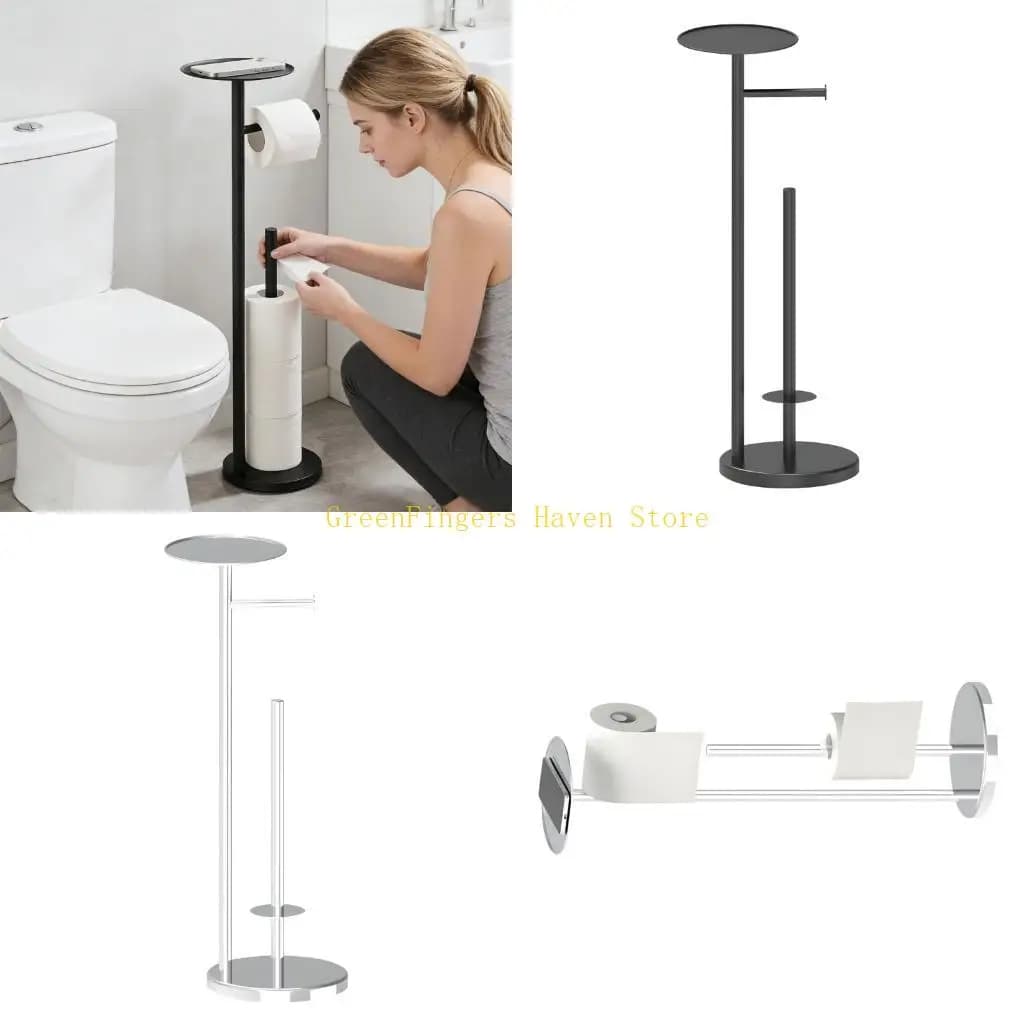 F68D Dispenser carta igienica da bagno in metallo con barra portaoggetti per 3 rotoli Installazione semplice Stile