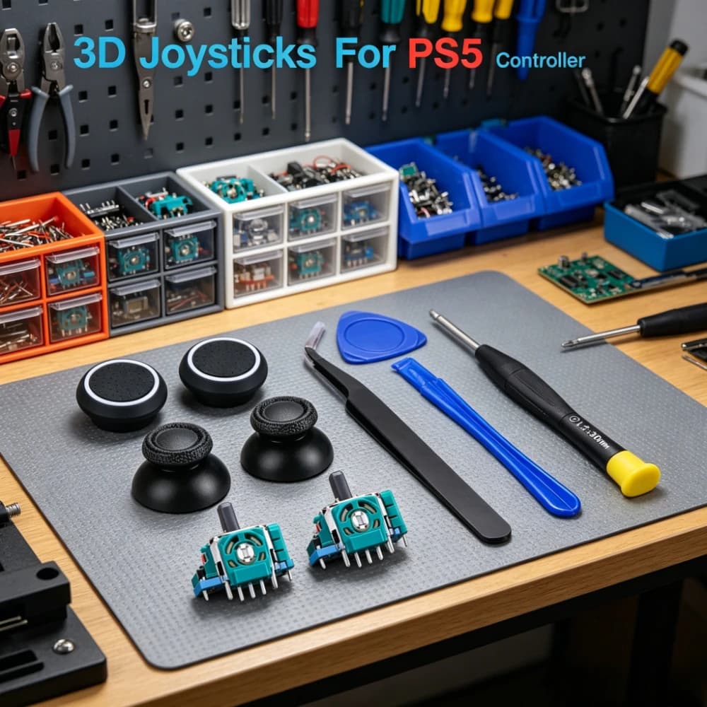 3D Analog Joystick Thumb Stick Replacement for PS5 DualSense Controller, Repair Screwdriver Kit, Controller Repair Accessories