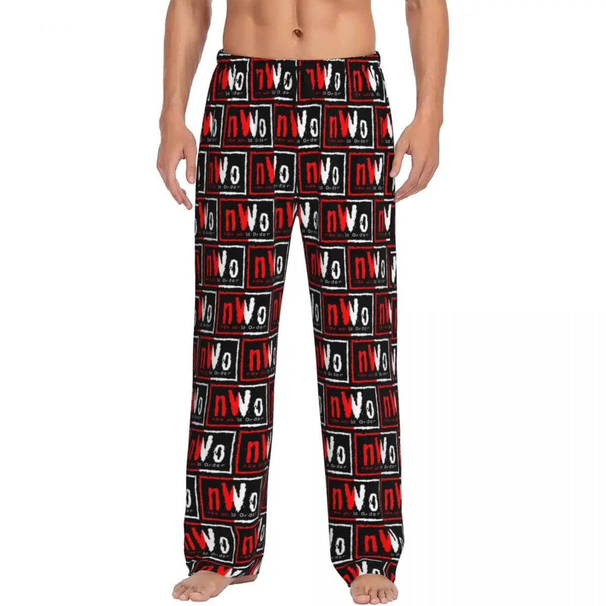 Custom NWO New World Order Wrestling Pajama Pants Men Sleepwear Sleep Lounge Bottoms with Pockets