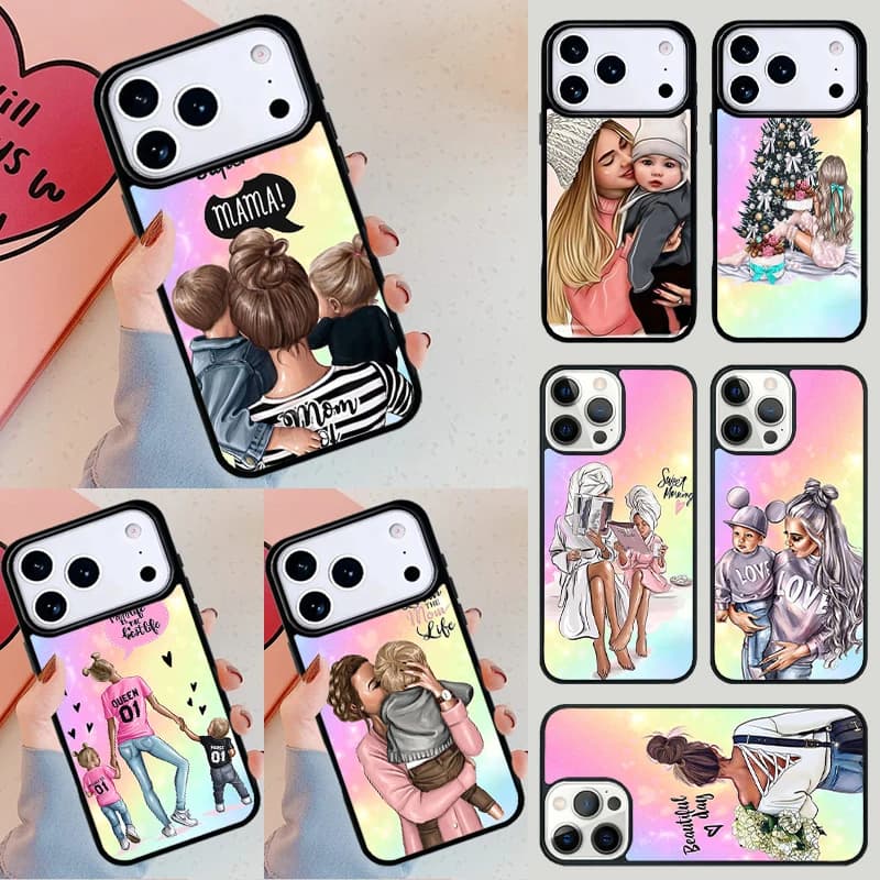 Cover per iPhone Super Mom Baby per Apple iPhone 17 Air 16E 15 14 Plus 13 12 11 Pro Max Mini