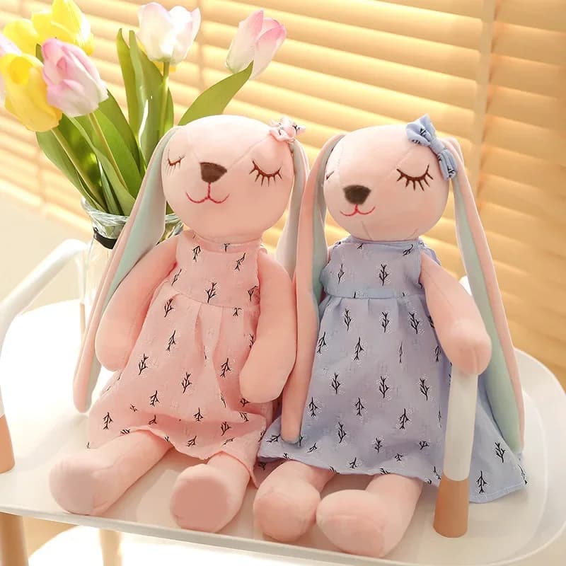 Giocattoli di peluche di coniglio a orecchio lungo Kawaii Bambole di comfort per il sonno del bambino Peluche di animali morbidi Coniglio adorabile per l'arredamento della camera delle ragazze dei bambini
