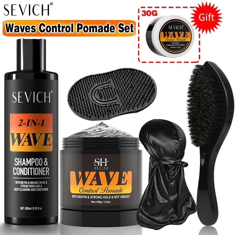 Strong estate Waves Control Pomata 360 Biotin Not Fat Hair styling paste Wave Oil gel for hair with brush Shampoo anti-loss of hair