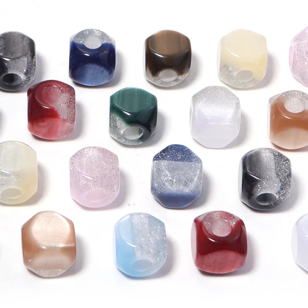 5pcs/lot Big Hole Resin Beads Starry Sky Square Loose Spacer Beads For Jewelry Making Carfts DIY Necklace Bracelet Accessories