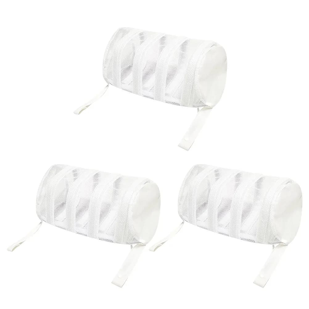 3Pcs Cylinder Mesh Laundry Bag for Shoes Sneakers Socks Hosiery Scarves T-Shirts Bra Protection Washer Dryer Zipper Secure