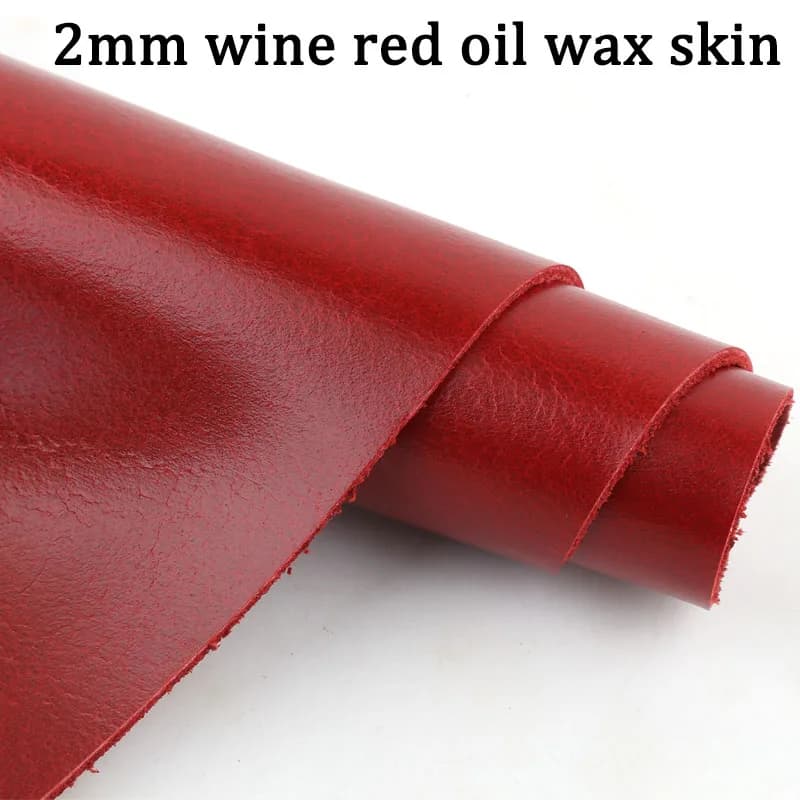 Pelle cerata olio rosso vino da 2 mm, strato superiore rigido fatto a mano fai-da-te, vera pelle, materiale in pelle, libro dei conti manuale, portafoglio, tavolo