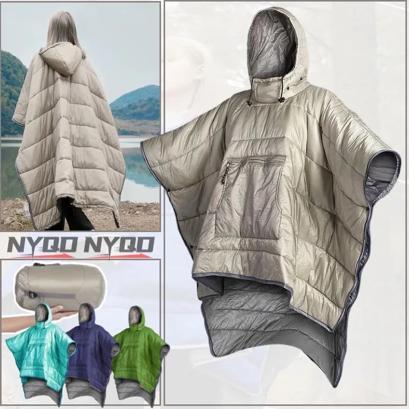 Wearable Poncho Sleeping Bag for Adults Light Winter Warm Camping Sleeping Bag, Outdoor Travel Hiking Thick Blanket with Legs,