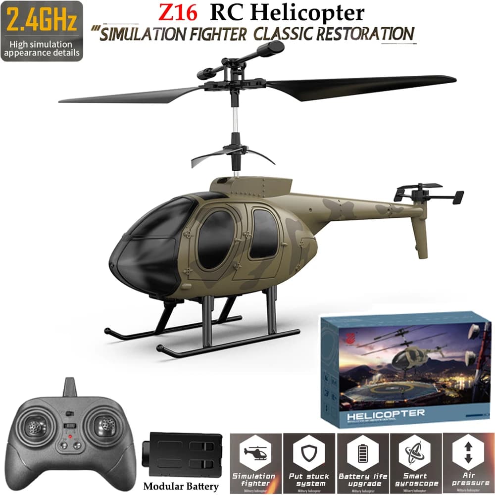 Z16 RC Elicottero 2.4G 3.5CH 6 assi Giroscopio RC Aereo Aereo Pressione d'aria Mantenimento dell'altitudine Elettrico Modello Militare Giocattoli