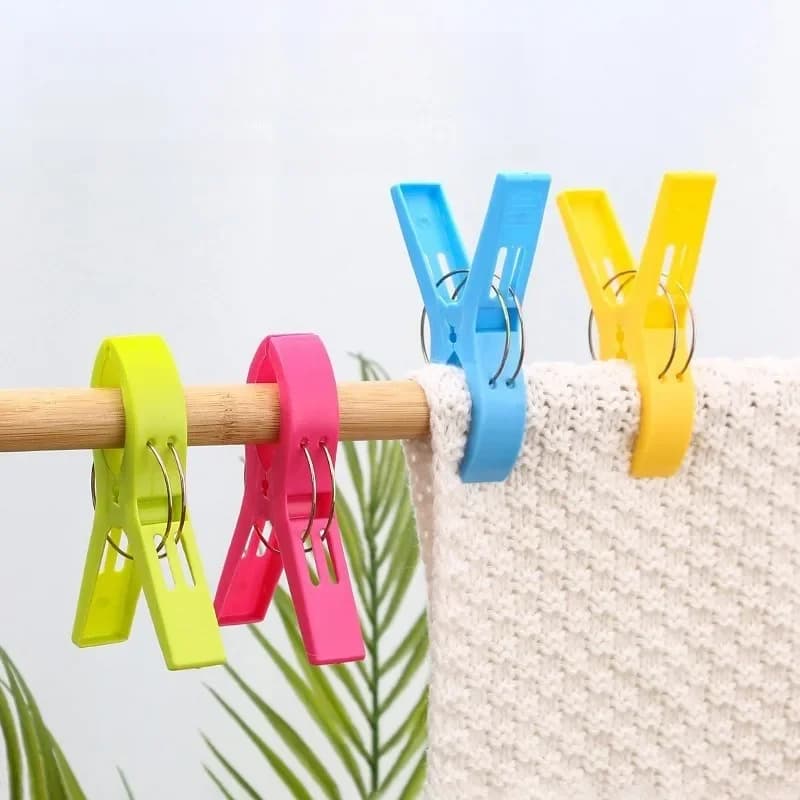 Set of 4 Large Wind Plastic Springs, Beach Towels Clips, Powerful Linen Springs, Fixing Clips for Covers