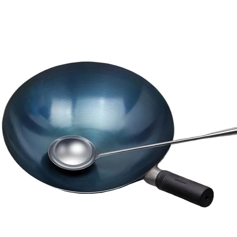 32/34 centimetri Condimento Wok di Ferro Blu Non Rivestito Pentola Antiaderente Leggero Classico Chef Wok Pentole Da Cucina All'aperto per Stufa A Gas