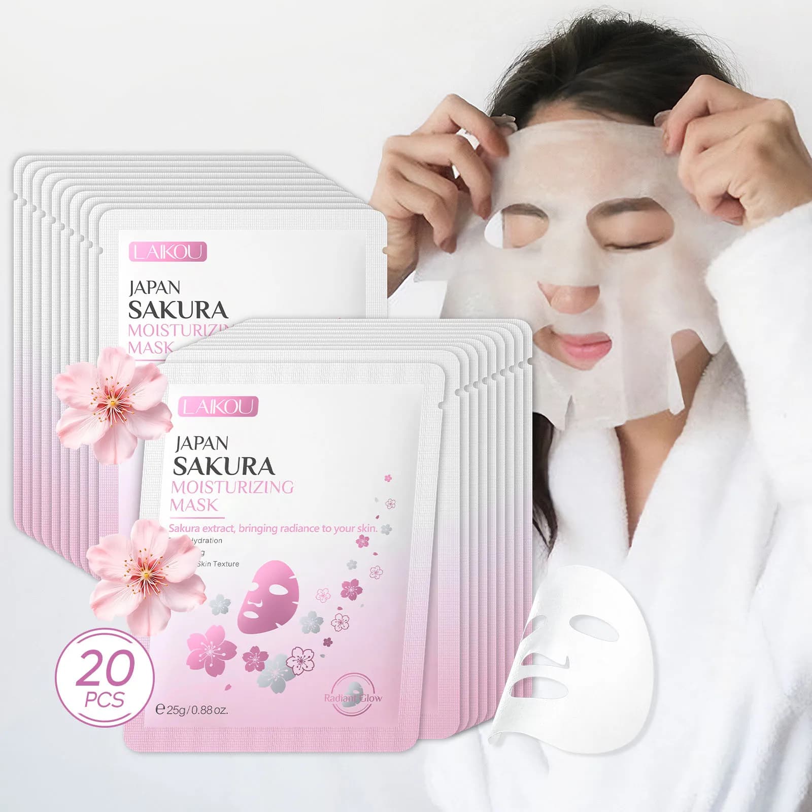 LAIKOU Giappone Sakura Maschera idratante Idratazione profonda Texture rinfrescante Rilassamento Boost Trattamento rugiada della pelle 25g
