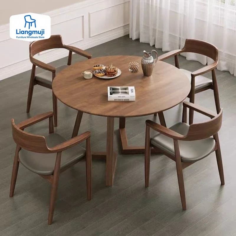 Tavoli da pranzo moderni Tavolo rotondo in legno massello Organizzatore Centro biblioteca Tavolo rotondo Scrivania Soggiorno nordico Mobili per la casax