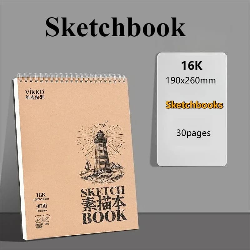 30 Pages 16K SketchBooks Spiral Bound Eco-Friendly Thick Drawing Paper Artist Sketch Pad Oil Painting Drawing Book Art Supplies