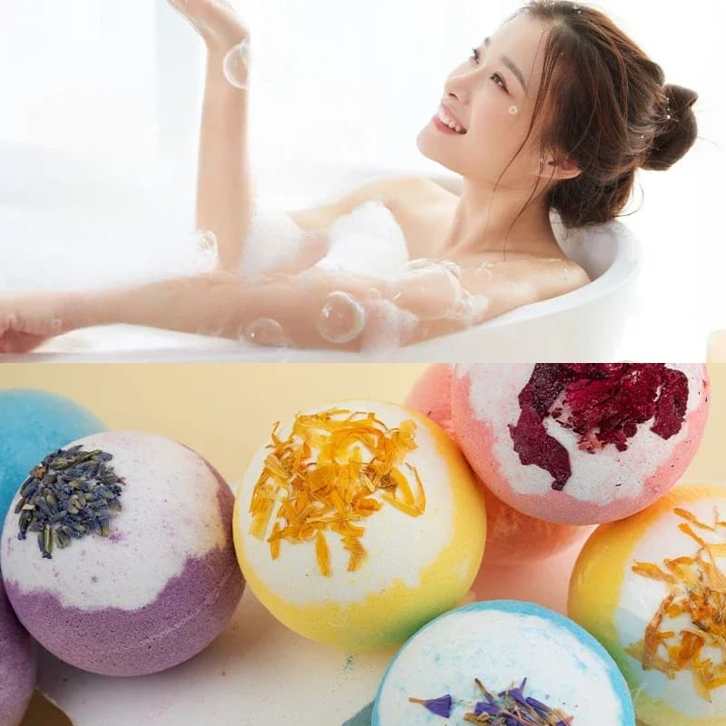 1Pc Bomba da bagno Idratante Peeling Cura della pelle Palla da bagno con oli essenziali e sali da bagno Palla a bolle fatta a mano Regalo Strumento da bagno