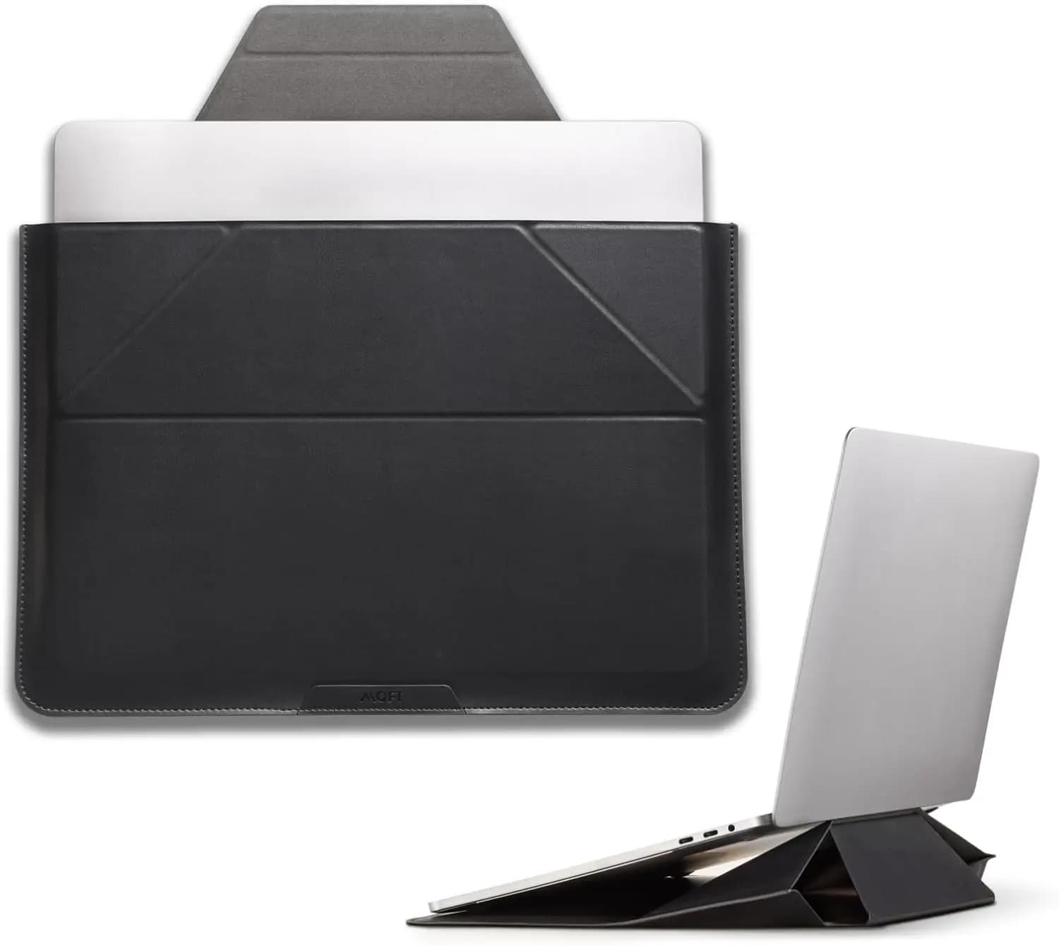 Custodia e supporto 2-in-1 per laptop da 14 pollici (MacBook Air/Pro, Dell, HP, Lenovo, Asus) - Sottile con spazio espandibile, colore Nero Notte