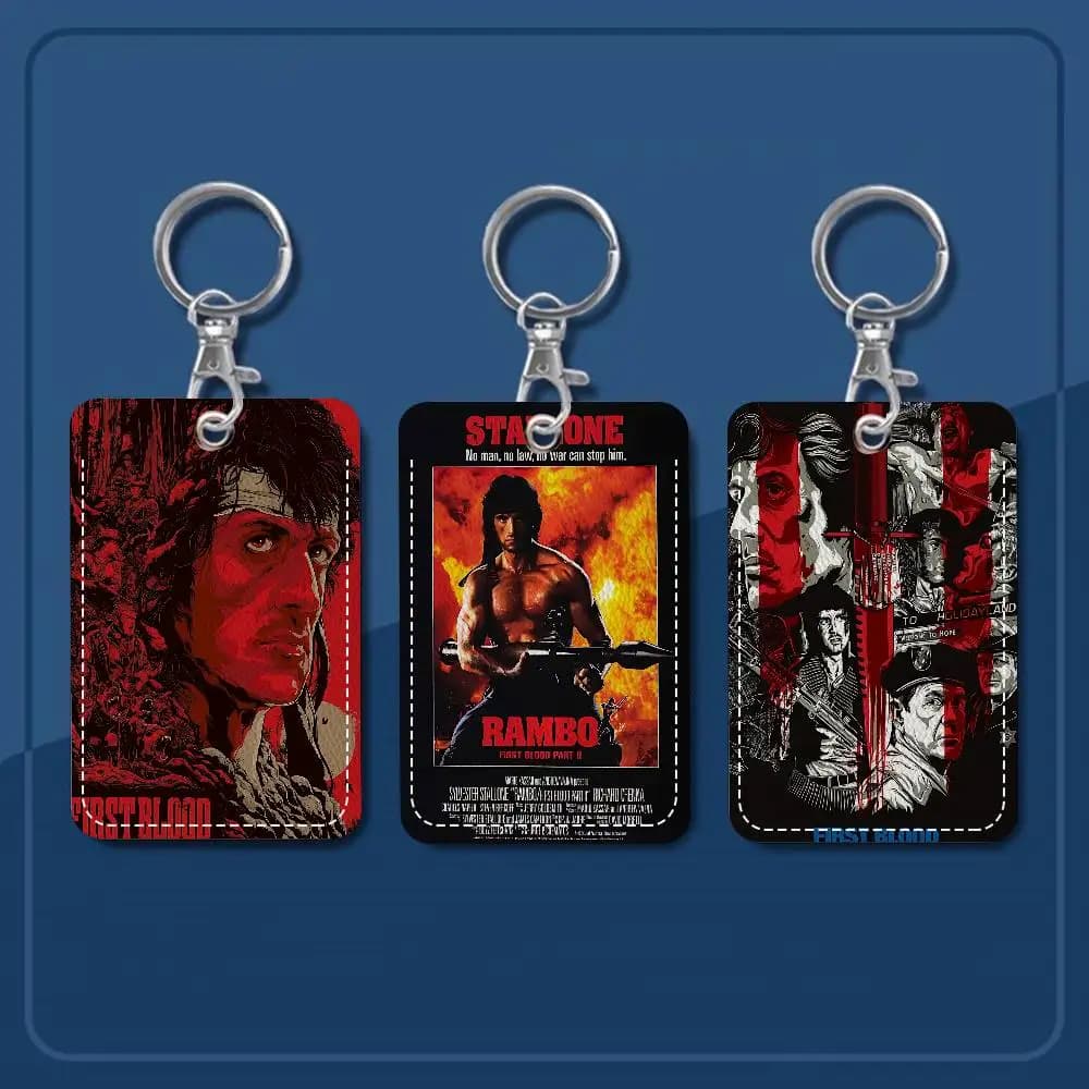 Rambo First Blood Bank Card, Subway, Bus Card Holder Keychain Keychain Access Tag Identity Card Case Keychain Access