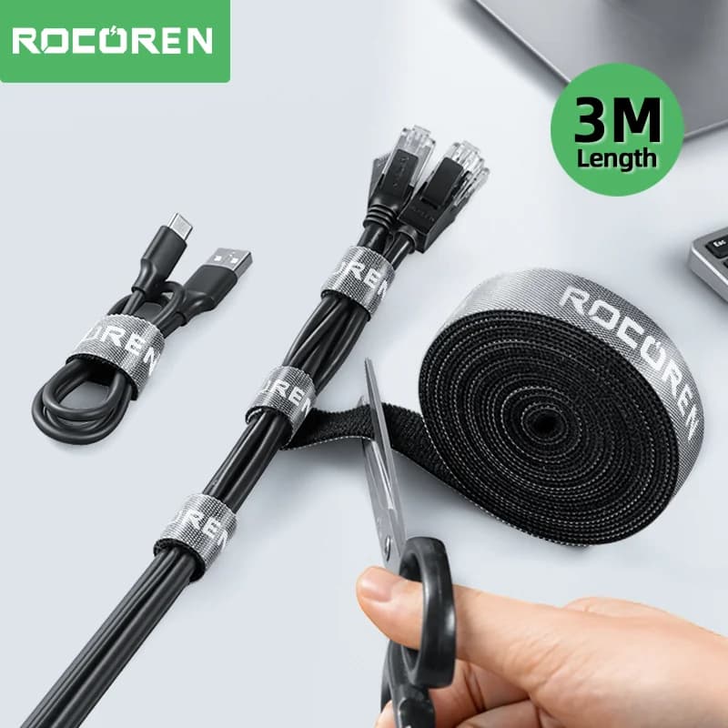 Rocoren Cable Organizer 3M Wire Winder USB Cable Management Charger Protector Phone Mouse auricolare Cable Holder protezione del cavo