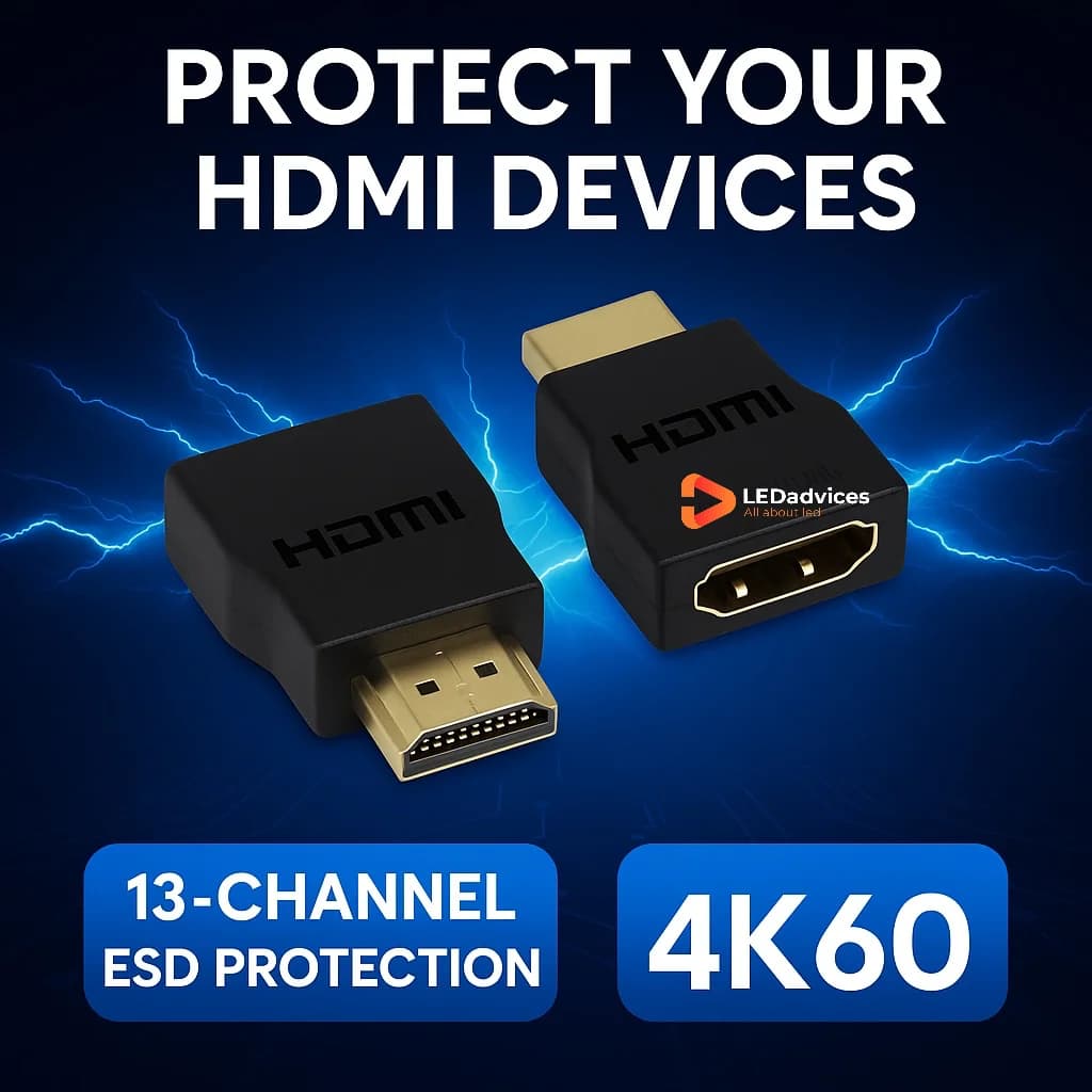 4K60 18Gbps HDMI 2.0b Protector Adapter 4:4:4 ESD & Anti-Spark Guard for TV Projector Game Console PS5 DVD Video Processor