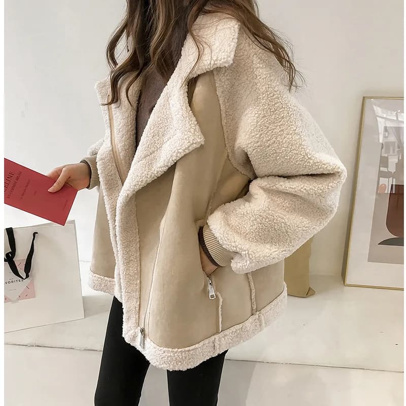 Giacca in lana di agnello Cappotti invernali da donna Kpop Cultura pop coreana Intrattenimento musicale Asiatico orientale Seoul Tendenza stile moda