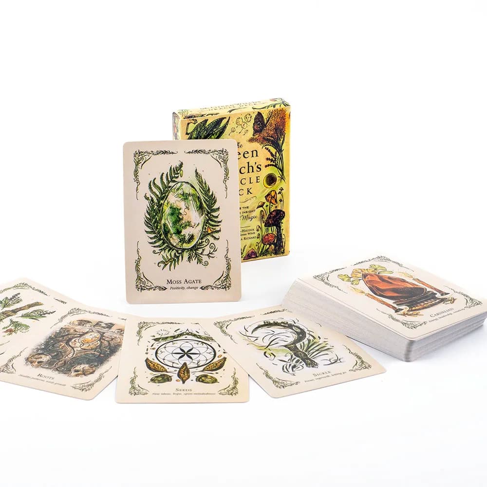 TK119K The Green Witch's Oracle Deck 50 pezzi Tarocchi Tempo libero Intrattenimento Gioco di carte Riunione di famiglia Mazzo di divinazione 10.3 * 7.3 cm