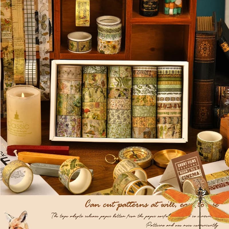 36 volumi: letteratura della collezione di memorie retrò e nastro di carta, utilizzati per materiali di libreria manuale, libri di scarto fai da te, quaderni