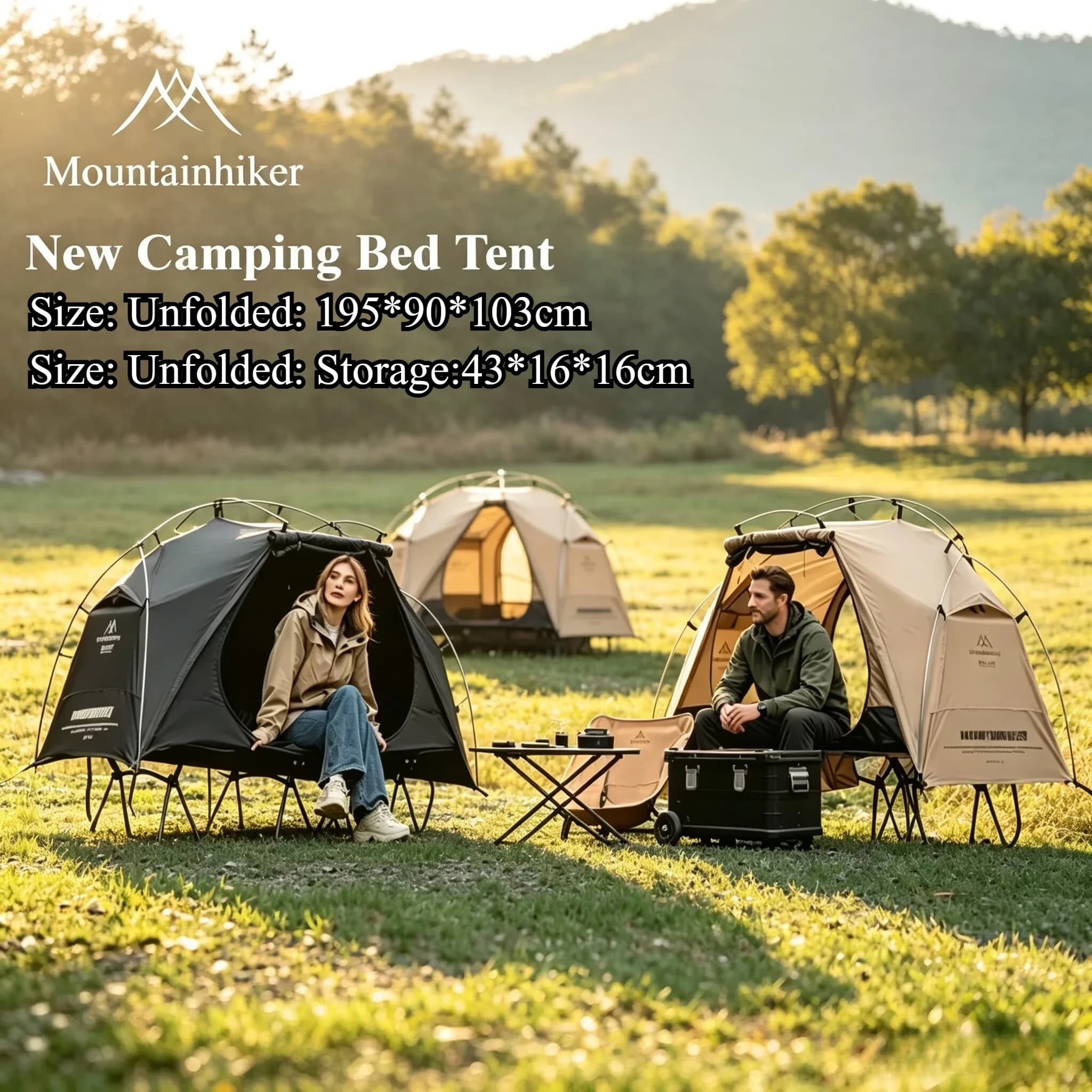 Mountainhiker Camping Cot Tent Single Person Portable Sleeping Tent for Hiking Picnic with Mosquito Net Outdoor Survival Gear