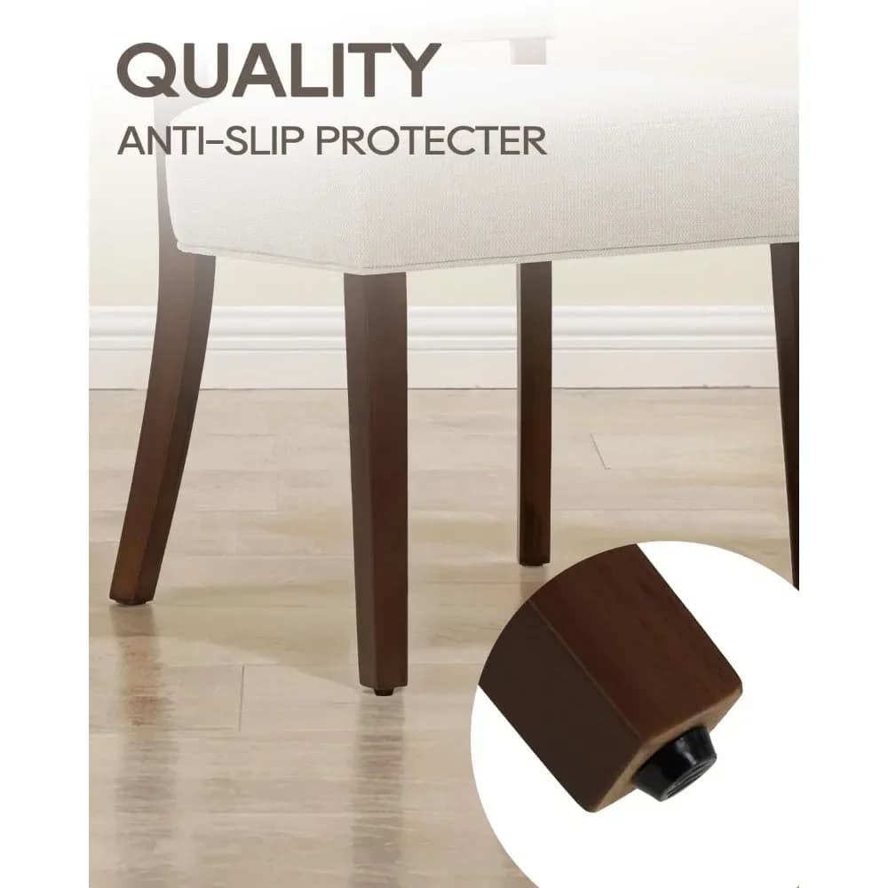 Set di 6 Sedie da Pranzo Imbottite - Sedie da Cucina in Stile Moderno Farmhouse, Sedie da Sala da Pranzo con Schienale Medio e Gambe in Legno, Beige
