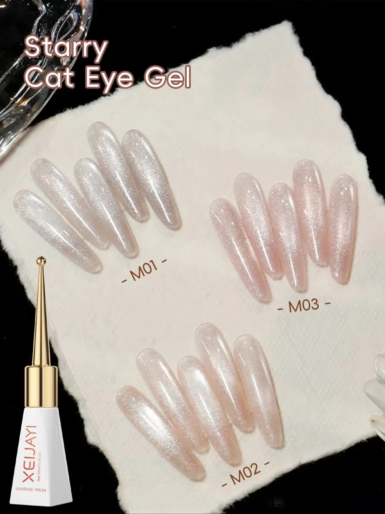 XEJIAYI Set di 3 Smalti Gel per Unghie Bianco Stellato da 10ml, Smalto Gel UV/LED Rimovibile, Perfetto per Salone di Bellezza Fai-da-Te a Casa