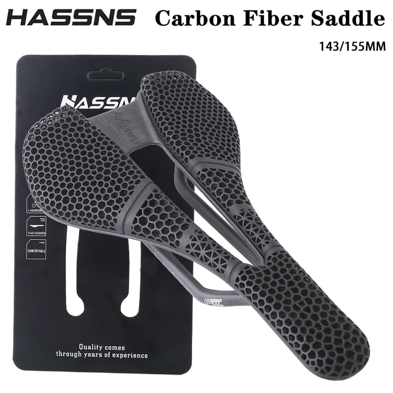 Sella in Fibra di Carbonio HASSNS P40, Cuscino Ergonomico per Bicicletta MTB, Sedile per Mountain Bike con Stampa 3D