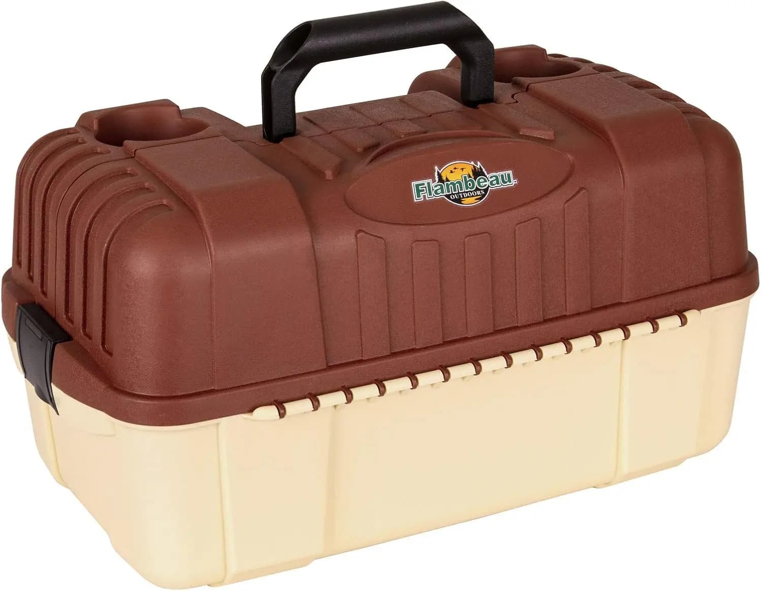 Scatola Porta Attrezzi da Pesca a Tetto Spiovente con 7 Scomparti - Grande Organizzatore Portatile per Esche da Pesca per Tutte le Condizioni Atmosferiche, 61 Scomparti, Beige/Marrone Terracotta