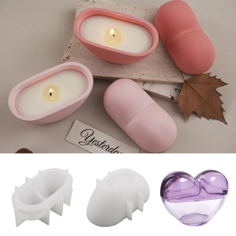 Do-it-yourself Candle Jar Crystal Epoxy Resin Print Heart Shaped Storage Box Silicone Moulds for Gesso Craft Jewelry Gift Home Decorations