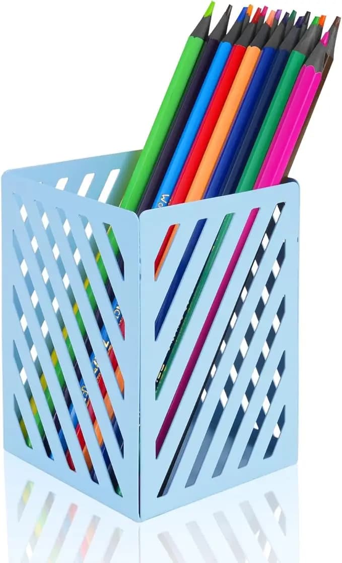 Portamatite in metallo portamatite portapenne, portapenne quadrato carino organizzatore da scrivania per forniture per ufficio