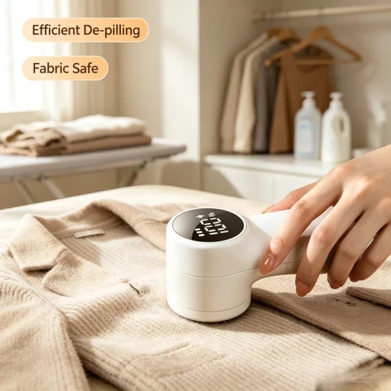 Rechargeable Fabric Shaver Portable Electric Lint Remover LED Display Pilling Trimmer for Clothes Furniture Sofas