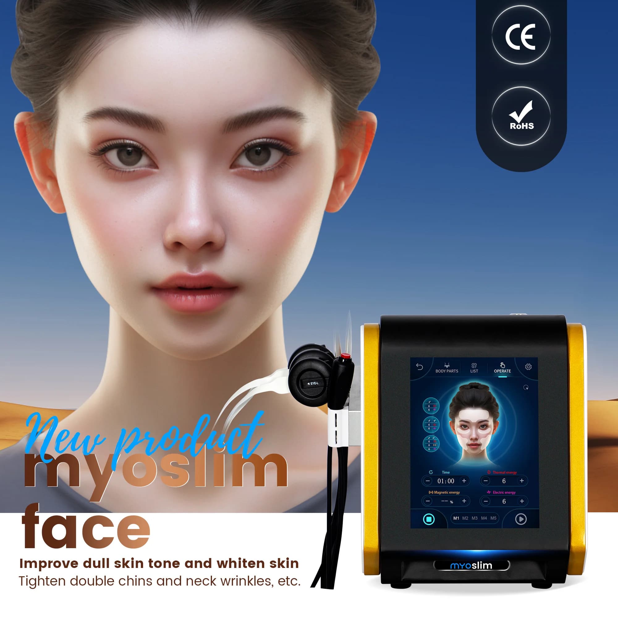 Myoslim Facial Contouring Device Specialized In Eliminating Wrinkles Facial Lifting Skin Calming And Collagen Stimulation