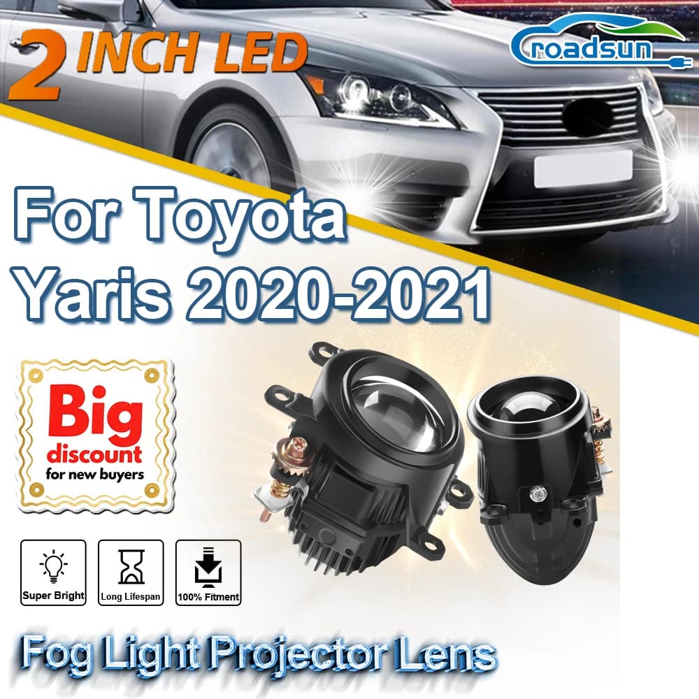 ROADSUN 2.0 Pollici Bi LED Mini PTF Fendinebbia Proiettore Lente di Montaggio LED Fendinebbia Lampadina Accessori Auto Per Toyota Yaris 2020-2021