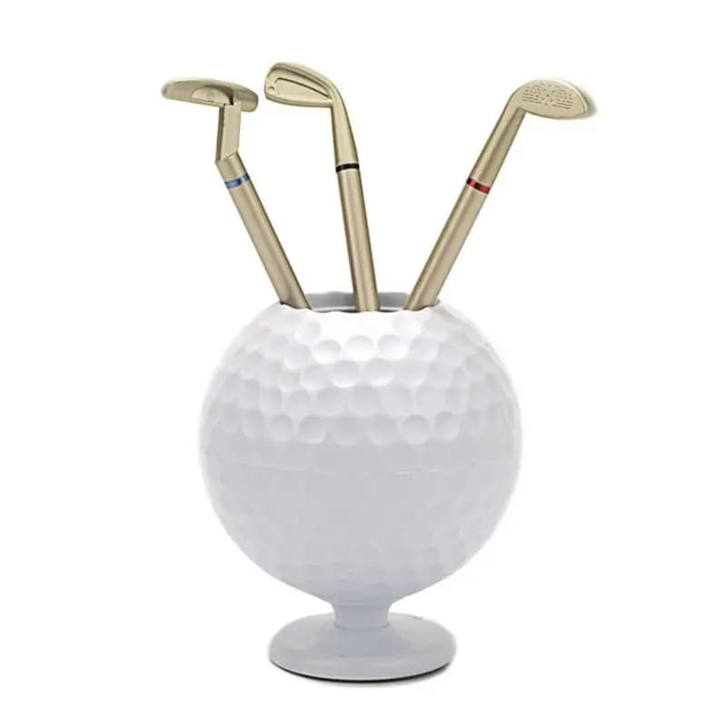 NEW HOT In Stock-Mini Golf Ball Pen Bucket, Anti-Slip Base Pencil Holder Desk Organizer, With 3 Golf Pens Souvenir, For Women Me