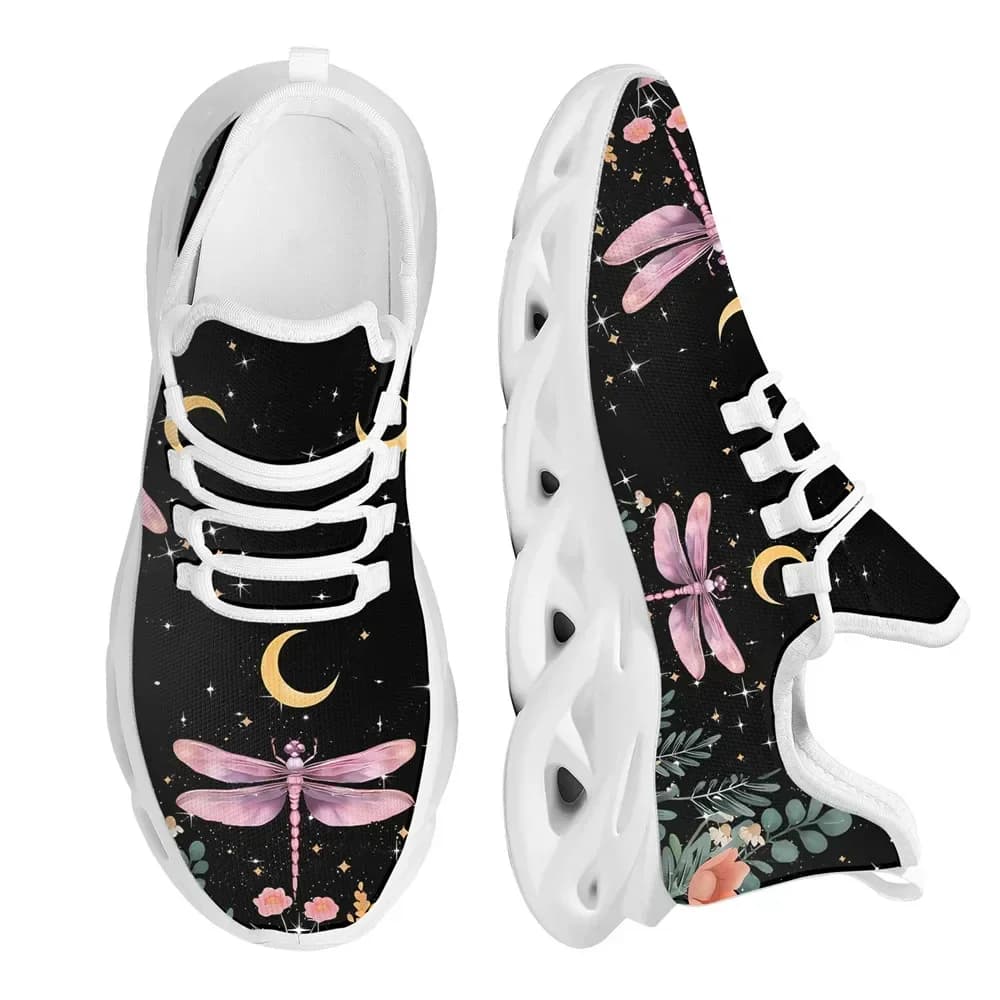 Custom Made 2023 Women's Mesh Sneakers Dragonfly Moon Design Running Tennis Shoes Comfortable Vulcanized Shoes Casual Footwear