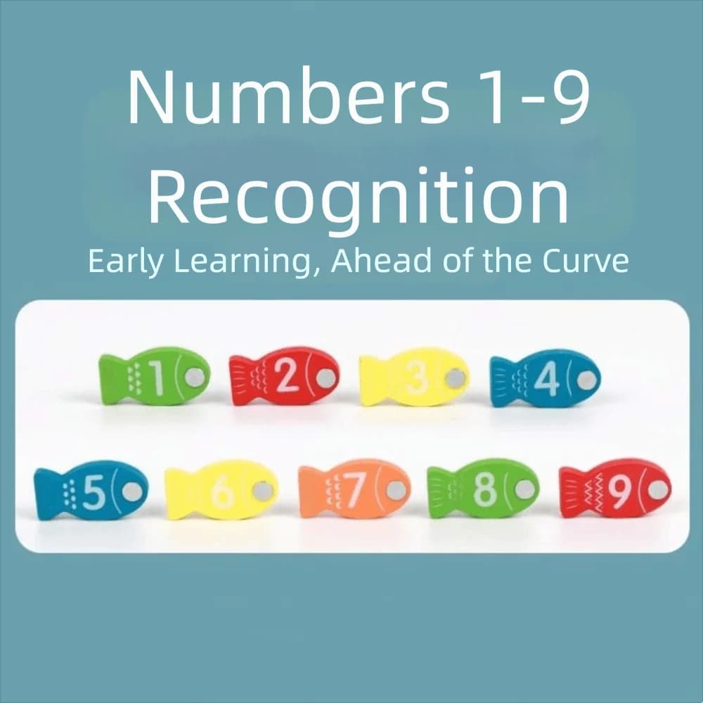 Gioco Educativo in Legno con Puzzle di Pesca, Lettere e Numeri, Abbinamento Colori, Regalo di Compleanno