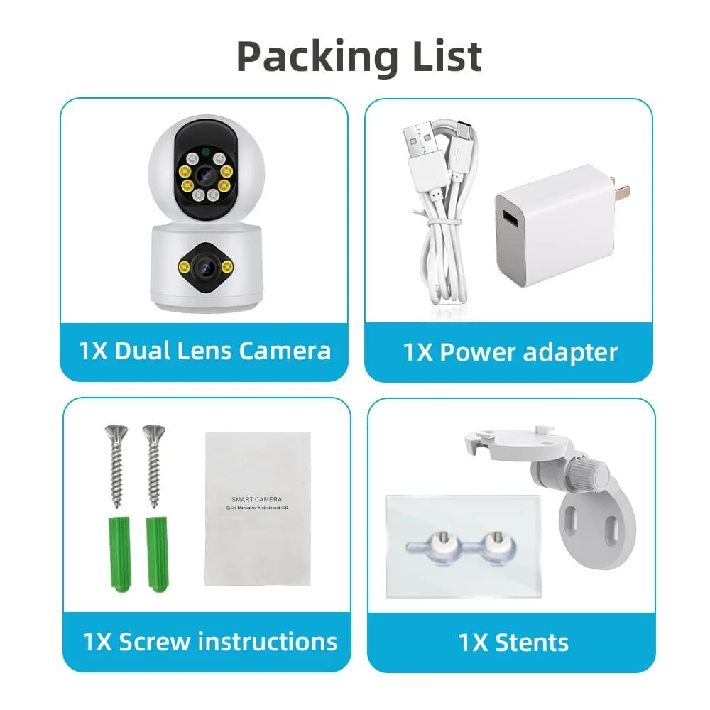 Telecamera IP Dome Wireless PTZ a 360 Gradi con Doppia Lente UHD 4MP, Interfono, Sicurezza Domestica CCTV, Baby Monitor, Compatibile con App Yoosee