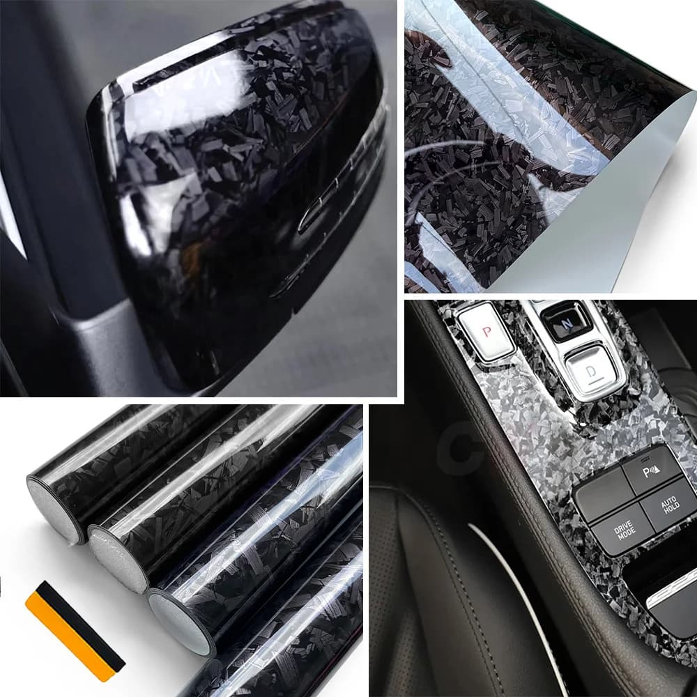 High Quality Carbon Fiber Vinyl Wrap Film Realistic Forged Carbon Fiber Texture, Easy Peel Stick Adhesive Wrap Car Accessories