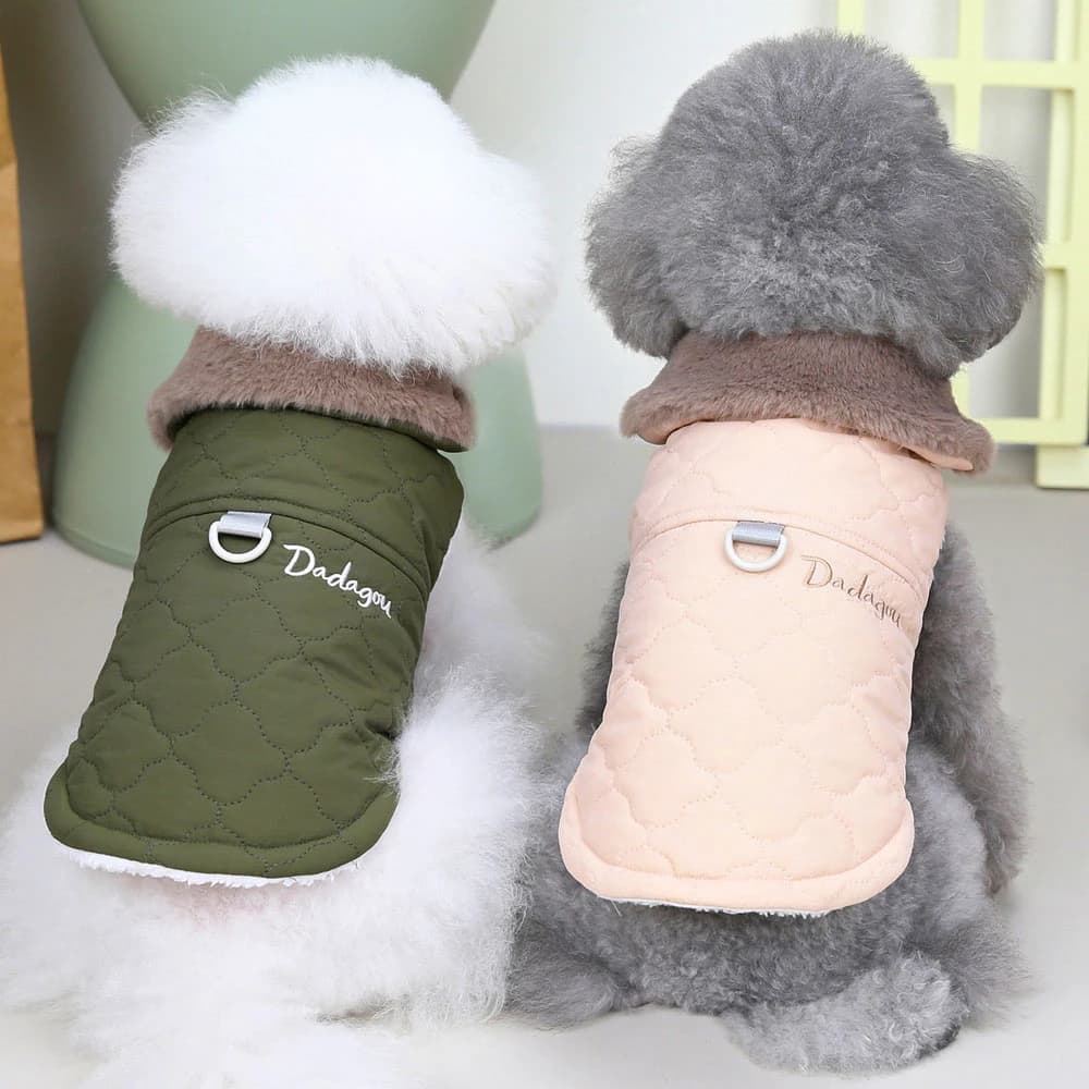 Abbigliamento Invernale per Cani, Giacca in Pile Caldo, Cappotto per Cuccioli, Gilet con Colletto per Cani Piccoli e Medi, Chihuahua, Antivento