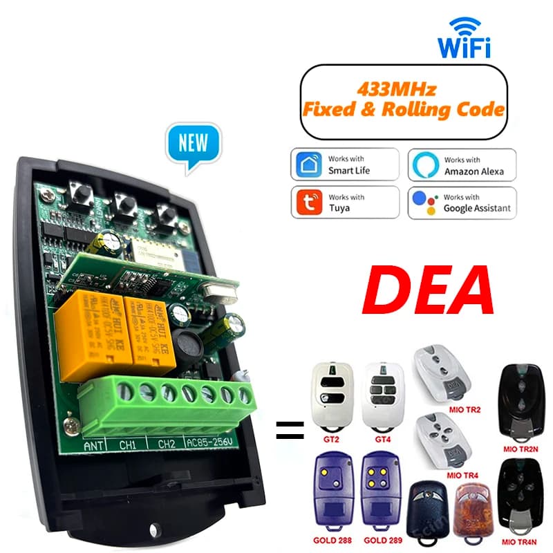 Ricevitore universale intelligente Tuya WIFI YNG208 433,92 MHz per telecomando per porta da garage DEA MIO TR2 TR4 GT2 GT4 GOLD 288 289 MIO TR2N TR4N