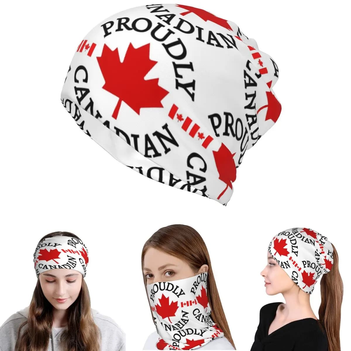 Bandana con bandiera e foglia d'acero canadesi, sciarpa avvolgente, maschera per il viso, berretto, cappello unisex per adulti, per tutte le stagioni