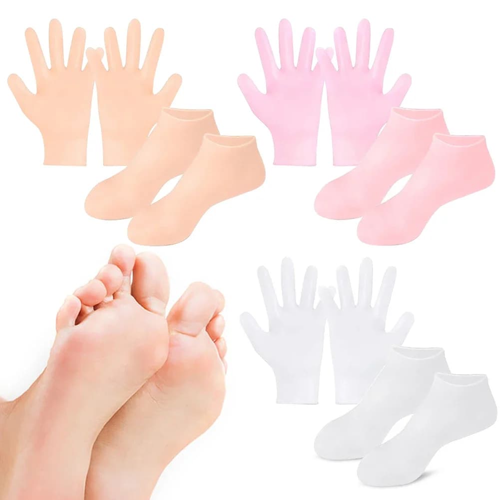La maschera per i piedi Anti-crepa in Silicone previene la secchezza dei piedi e delle mani maschera Spa calzini per Pedicure e guanti idratanti per piedi/cura delle mani