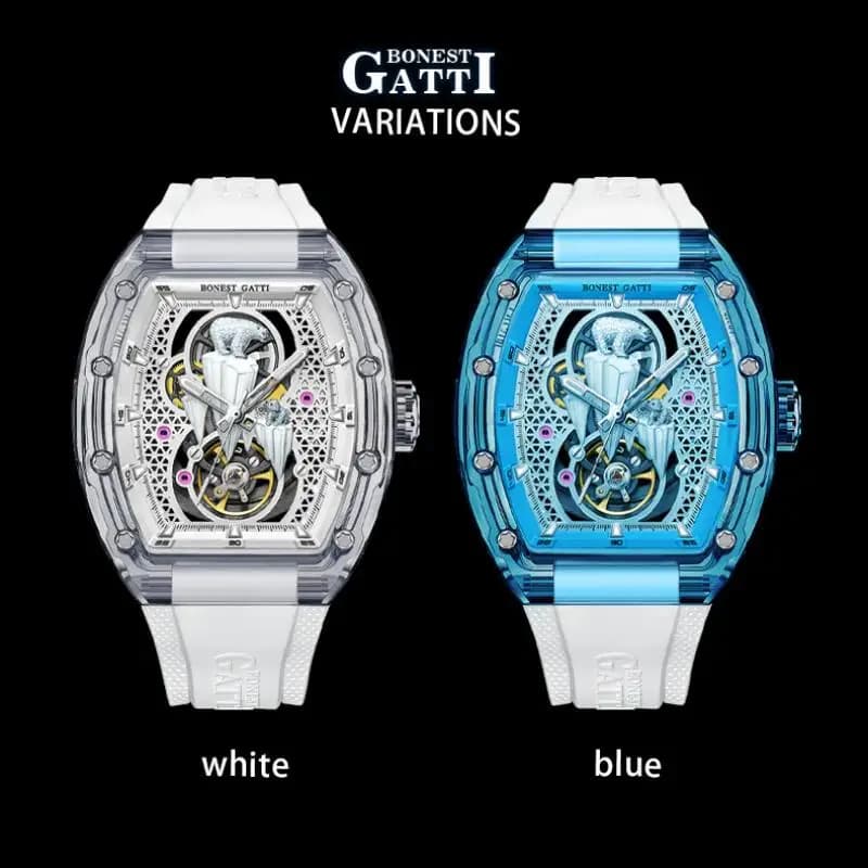 BONEST GATTI 6002 Orologio Meccanico Automatico da Uomo con Quadrante Luminoso Orso Polare e Cinturino Bianco - Collezione 2026
