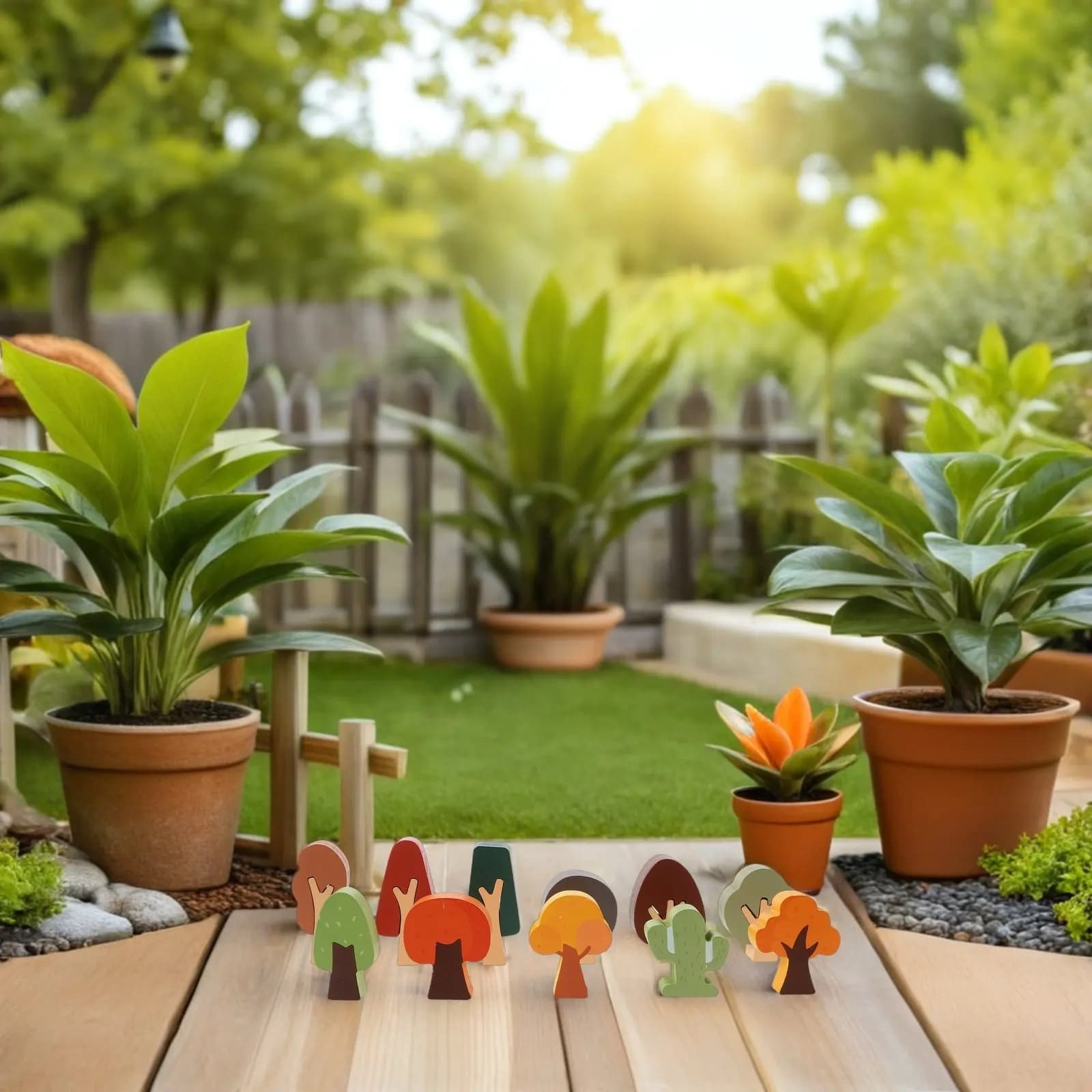 Set di 11 Alberi in Legno per Ferrovie, Scenografia Forestale in Miniatura per Bambini, Giocattolo Educativo Creativo