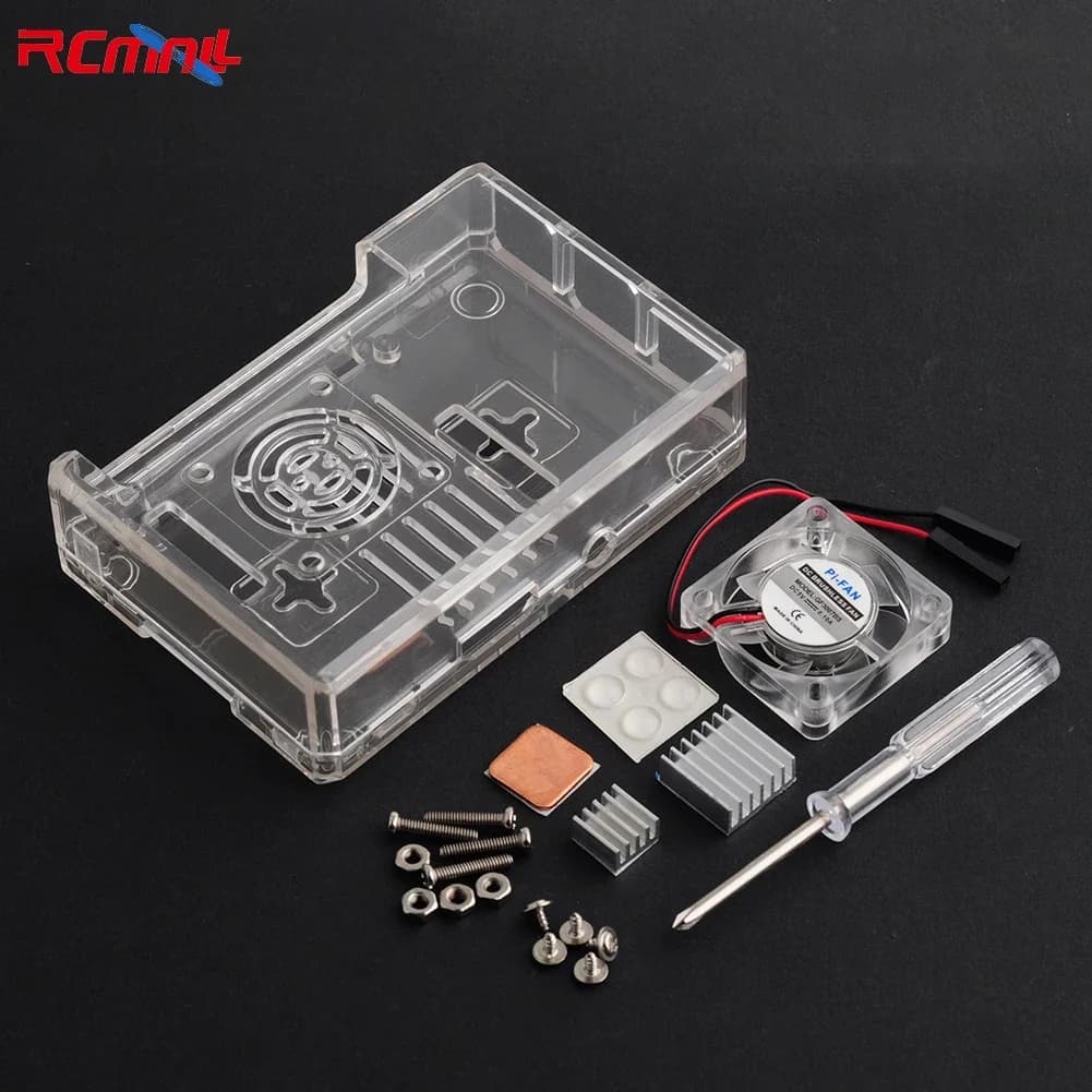 Transparent heat sink cooling fan housing for Raspberry PI 3B 3B +