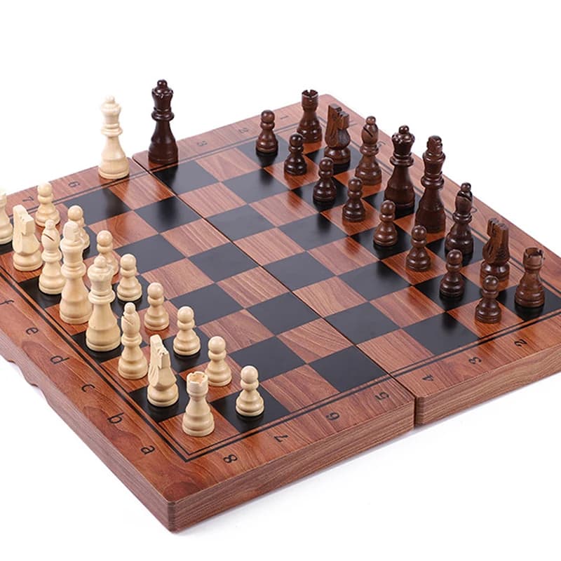 Set di scacchi in legno da 4 Queens, gioco da tavolo per famiglie, 32 pezzi di scacchi in legno, gioco di scacchi pieghevole da 29/34/39 mm