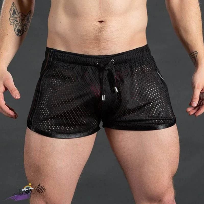 Summer Thin Ice Silk Mesh Running Shorts Men's Elastic Large Size Sports Fitness Beach Outdoor Training Shorts Casual Style