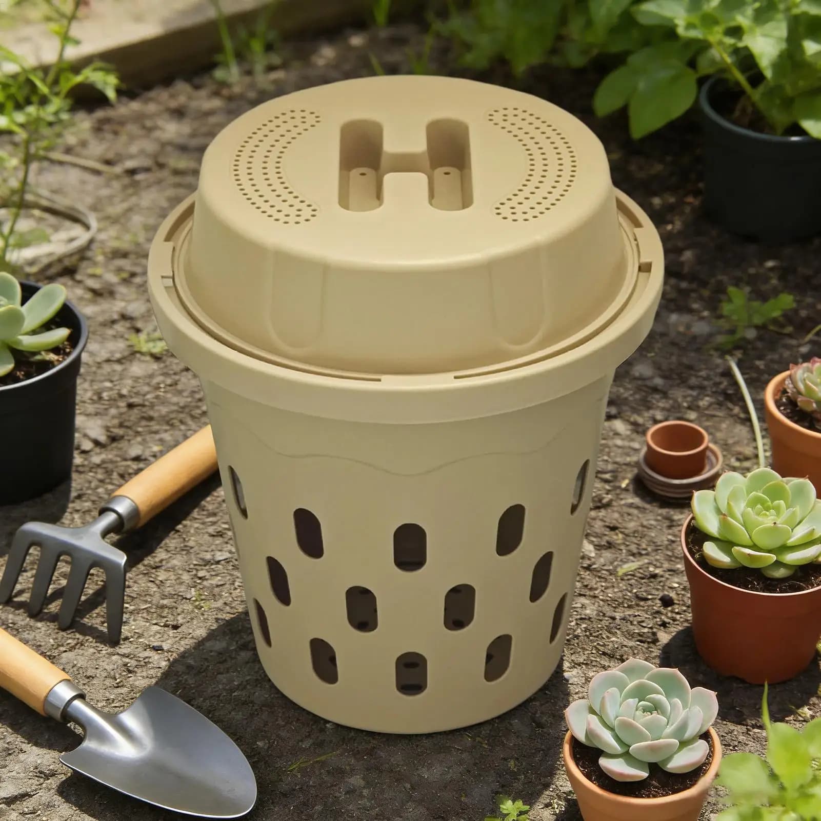 Compostiera a vermi interrata ventilata No-Turn per giardini e aiuole rialzate, ideale per giardinieri e principianti